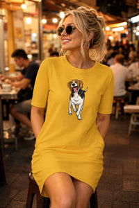 T-shirt Dress With Pockets - Fun Loving Beagle (6 Colours) (Slim Fit)