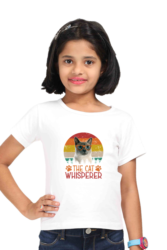 Round Neck T-Shirt (Girls) - The Cat Whisperer (2 Colours)