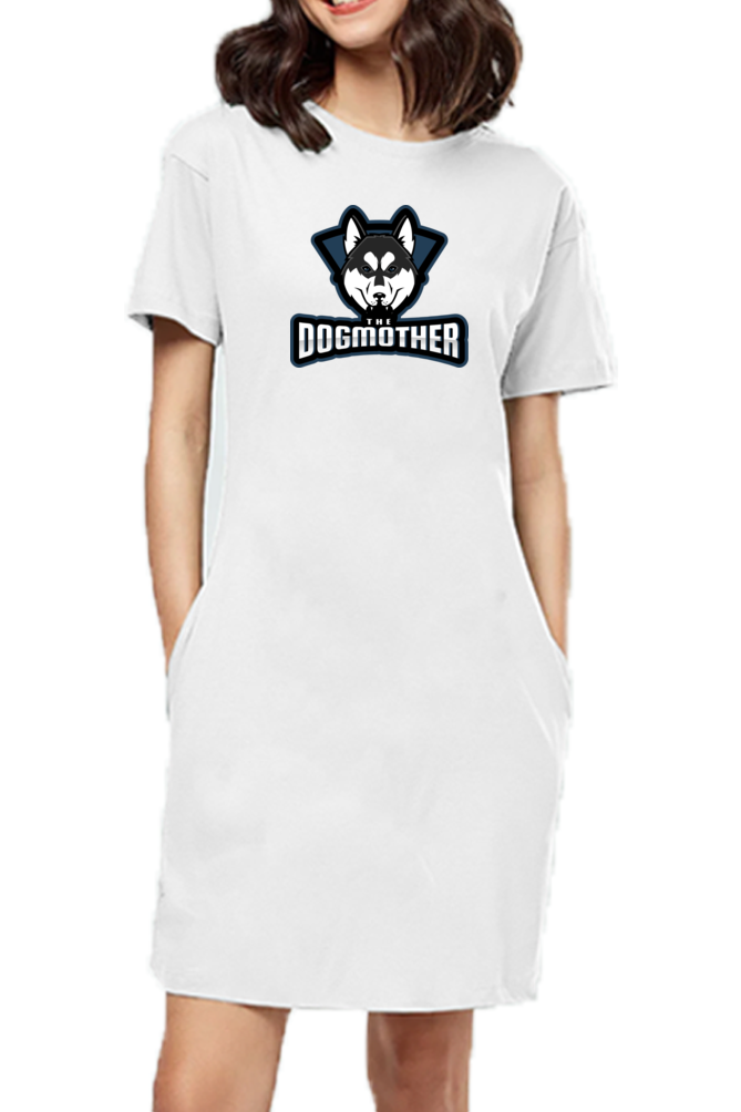 T-shirt Dress With Pockets - The Dogmother Husky (6 Colours)