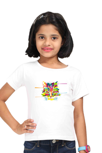 Round Neck T-Shirt (Girls) - Laser Sharp Cat (7 Colours)