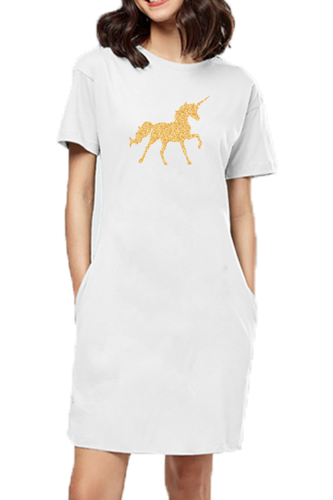 T-shirt Dress With Pockets - Mystical Unicorn (5 Colours)