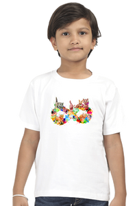 Round Neck T-Shirt (Boys) - Infinity Cat Love (10 Colours)