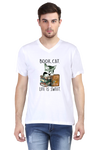 V Neck T-Shirt (Men) - Nerdy Kitty (3 Colours)