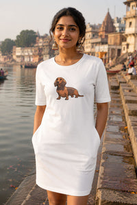 T-shirt Dress With Pockets - Dash Dash Dachshund (4 Colours) (Slim Fit)