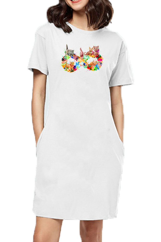 T-shirt Dress With Pockets - Infinity Cat Love (3 Colours)