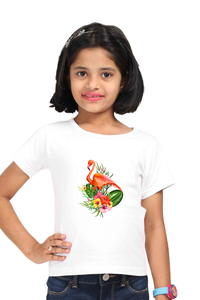 Round Neck T-Shirt (Girls) - Fashionable Flamingo (7 Colours)