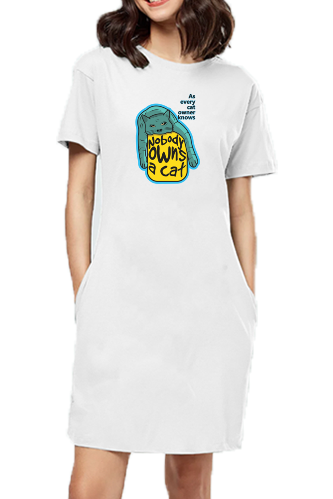 T-shirt Dress With Pockets - Cat-titude (2 Colours)