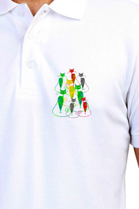 Polo Neck T-Shirt (Men) - Sassy Kitties (2 Colours)