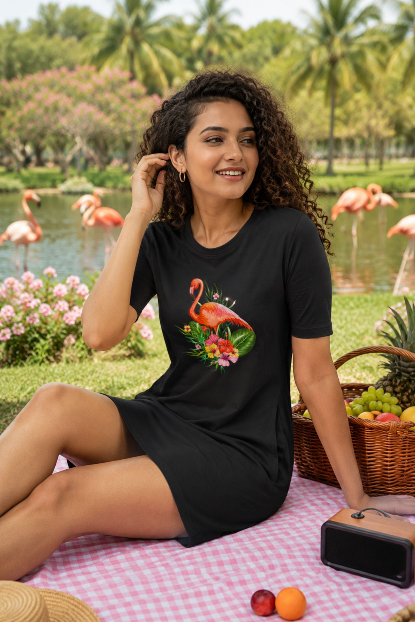 T-shirt Dress With Pockets - Fashionable Flamingo (5 Colours) (Slim Fit)