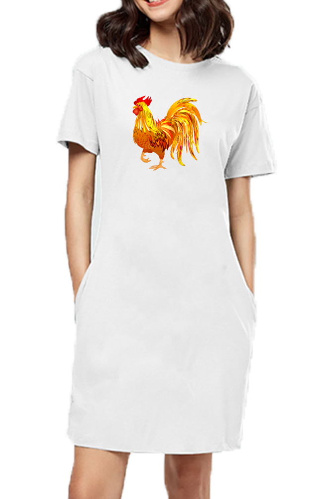 T-shirt Dress With Pockets - Cock-a-Doodle-Doo (4 Colours)
