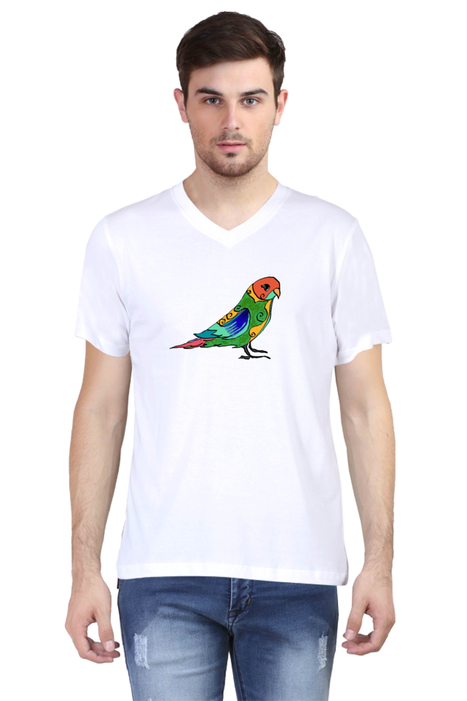 V Neck T-Shirt (Men) - Pretty Jandaya Parakeet (2 Colours)