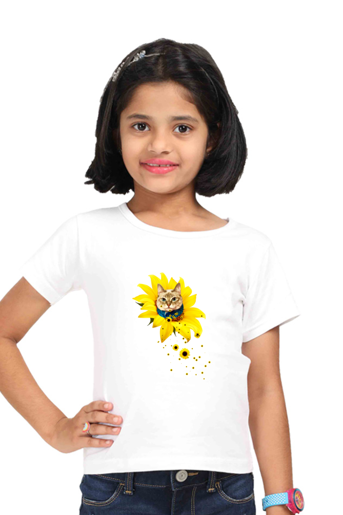 Round Neck T-Shirt (Girls) - A Meowment Of Sunshine (7 Colours)