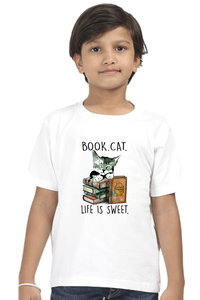Round Neck T-Shirt (Boys) - Nerdy Kitty (10 Colours)
