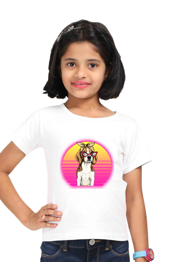 Round Neck T-Shirt (Girls) - Lil Miss Beagle (7 Colours)