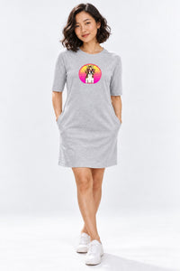 T-shirt Dress With Pockets - Lil Miss Beagle (6 Colours) (Slim Fit)