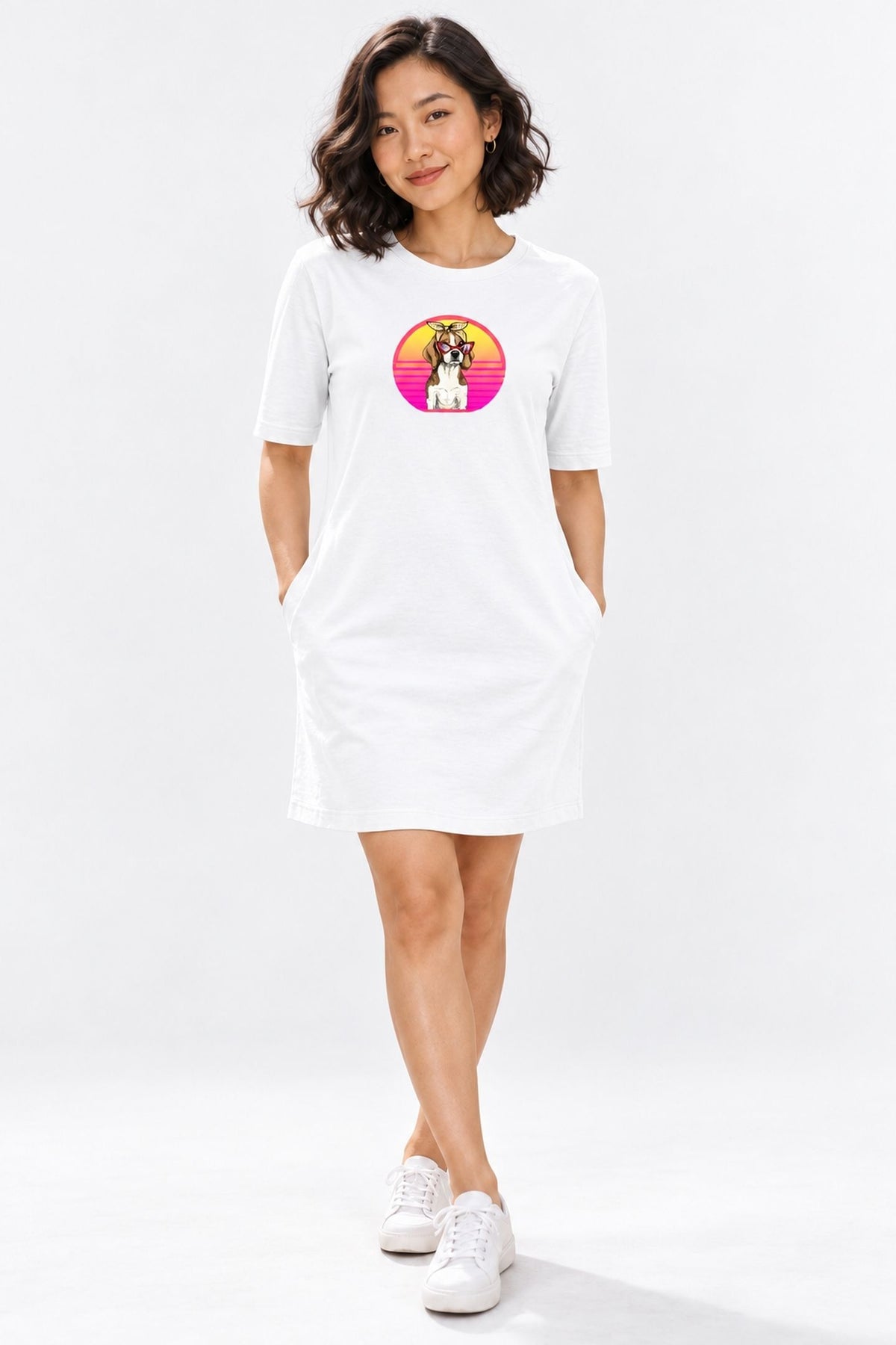 T-shirt Dress With Pockets - Lil Miss Beagle (6 Colours) (Slim Fit)