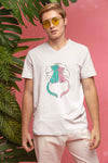 V Neck T-Shirt (Men) - Cats In Love (2 Colours)