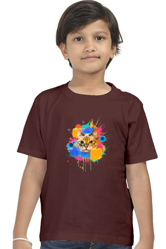 Round Neck T-Shirt (Boys) - Splishy Splishy Cat (10 Colours)