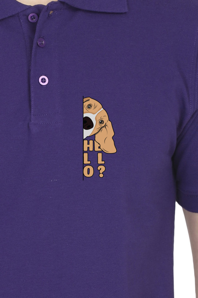 Polo Neck T-Shirt (Men) - Basset Hound Hello (11 Colours)