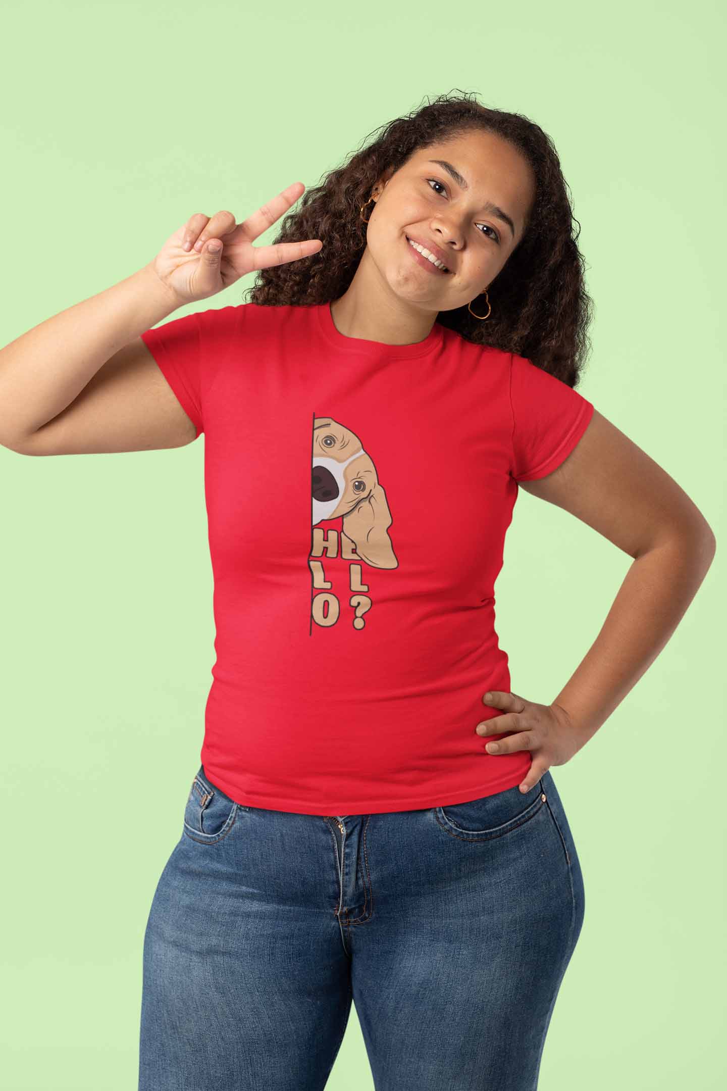 Round Neck T-Shirt (Women) - Basset Hound Hello (11 colours)