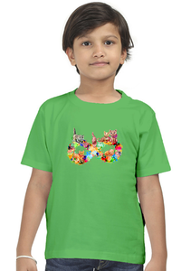 Round Neck T-Shirt (Boys) - Infinity Cat Love (10 Colours)