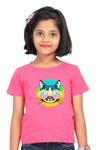 Round Neck T-Shirt (Girls) - Cat With Glasses (7 Colours)