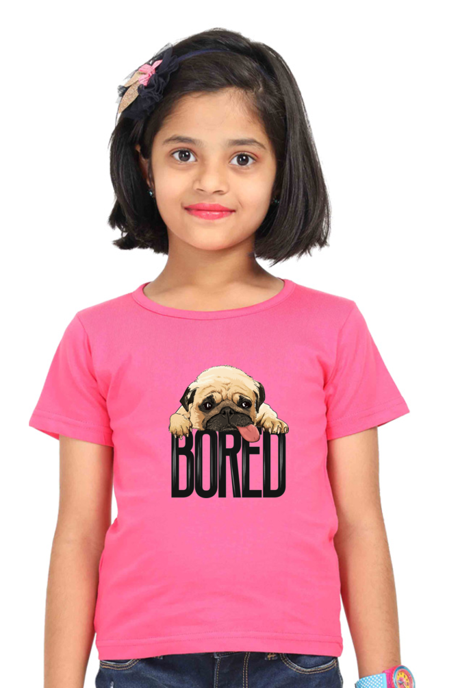 Round Neck T-Shirt (Girls) - Bored Pug Baby (4 Colours)