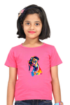 Round Neck T-Shirt (Girls) - Tilted Head Rainbow Dog (5 Colours)