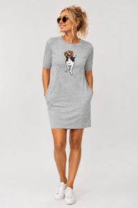 T-shirt Dress With Pockets - Fun Loving Beagle (6 Colours) (Slim Fit)