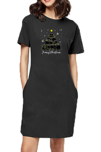 T-shirt Dress With Pockets - Meowy Christmas (3 Colours)