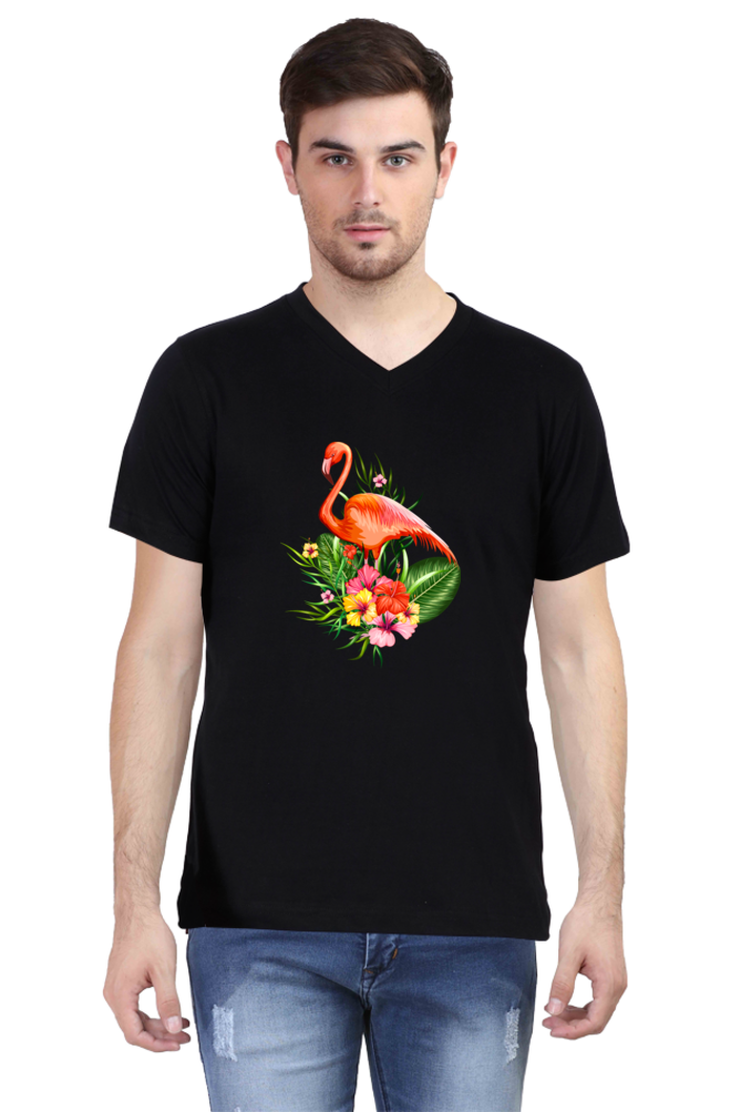 V Neck T-Shirt (Men) - Fashionable Flamingo (5 Colours)