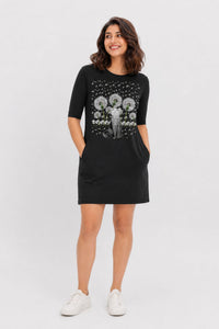 T-shirt Dress With Pockets - Fresh White Cat (3 Colours) (Slim Fit)