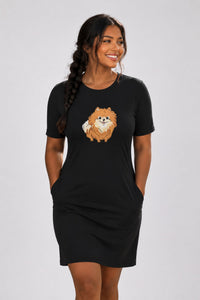 T-shirt Dress With Pockets - Floofy Pom Pom (6 Colours) (Slim Fit)