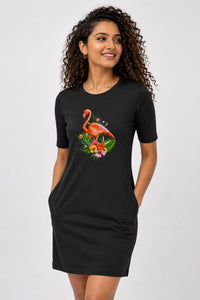 T-shirt Dress With Pockets - Fashionable Flamingo (5 Colours) (Slim Fit)