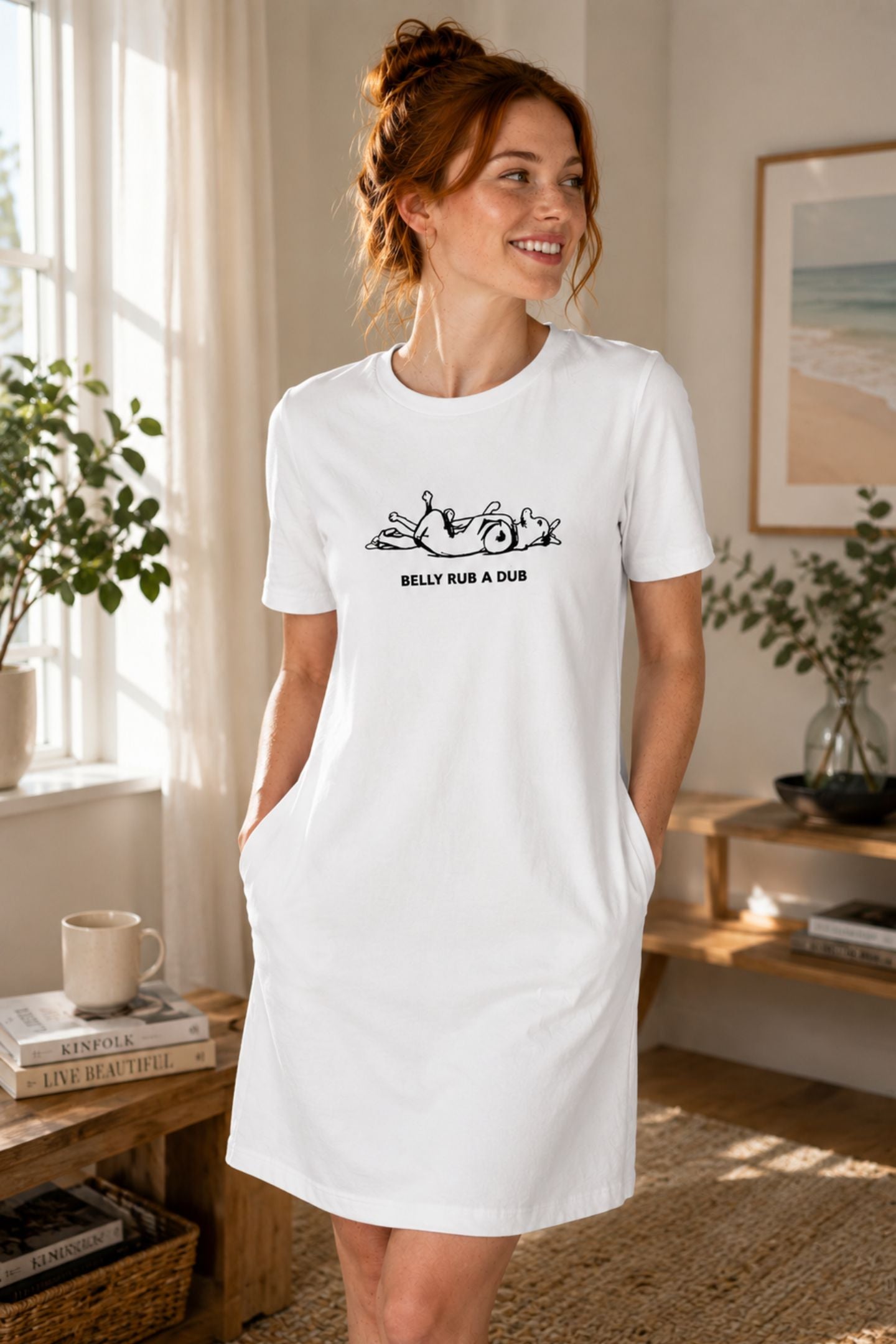 T-shirt Dress With Pockets - Belly Rub A Dub (3 Colours) (Slim Fit)