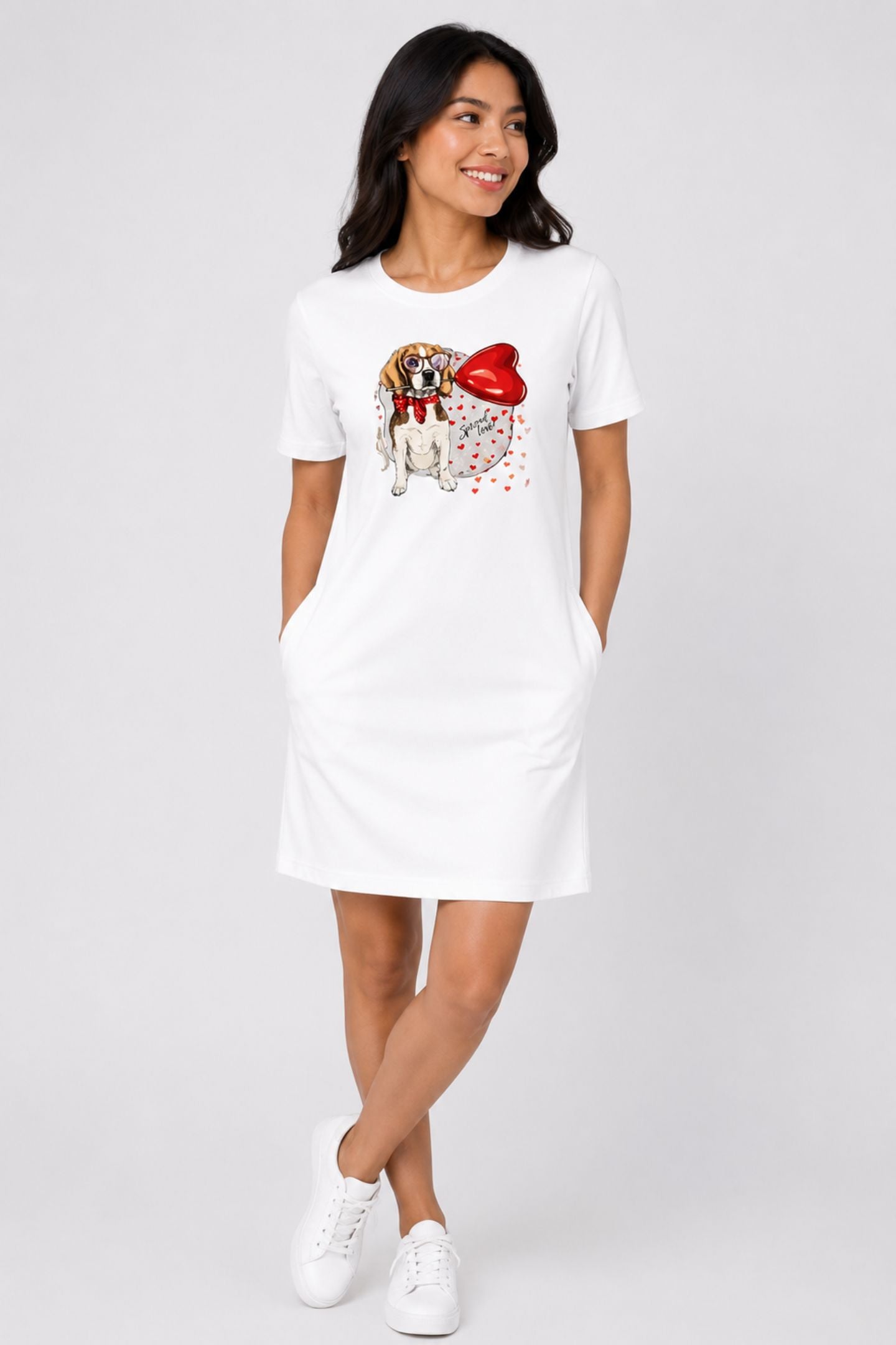 T-shirt Dress With Pockets - Beagle Furever Love (6 Colours) (Slim Fit)