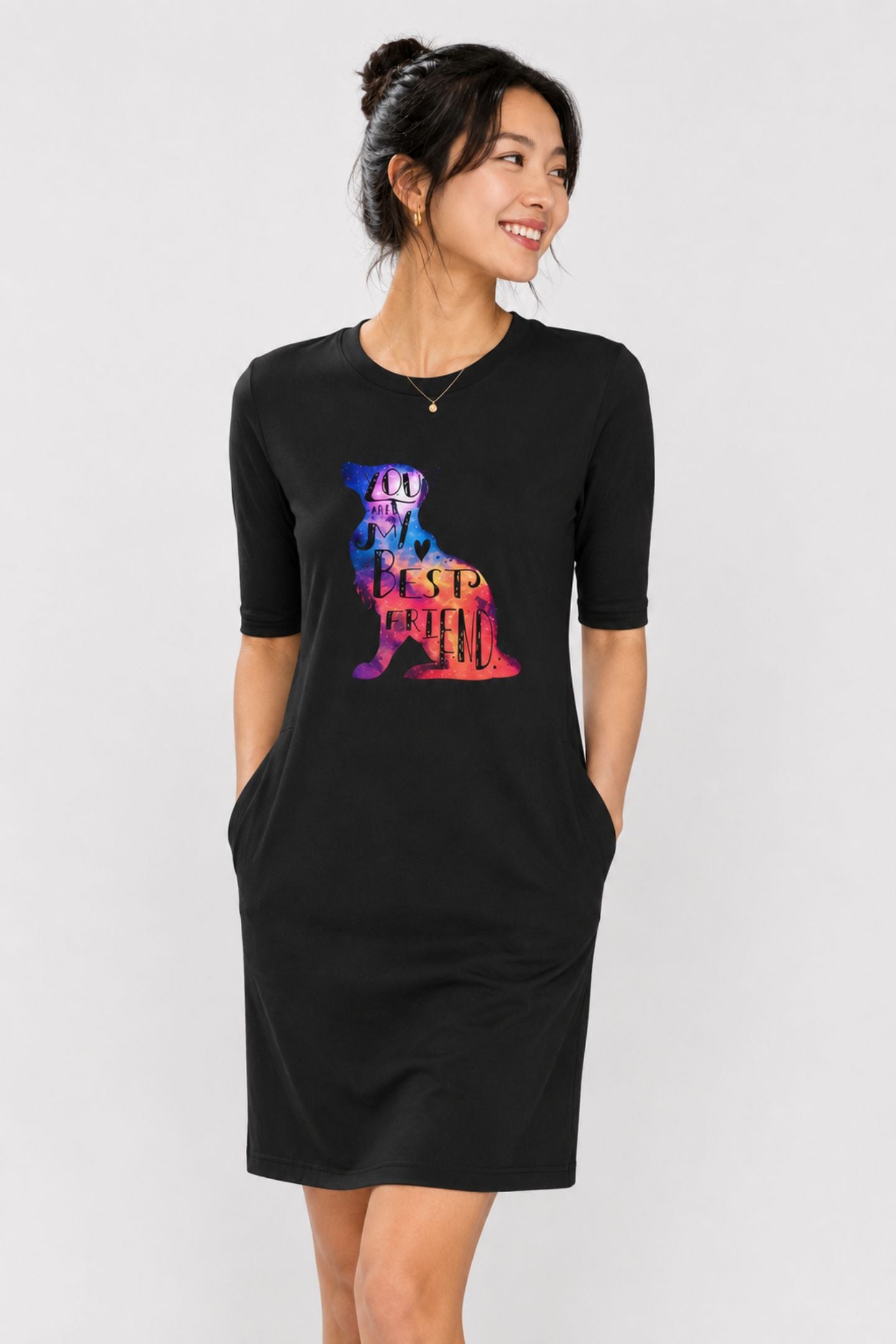 T-shirt Dress With Pockets - Best Fur-Ends Forever (4 Colours) (Slim Fit)