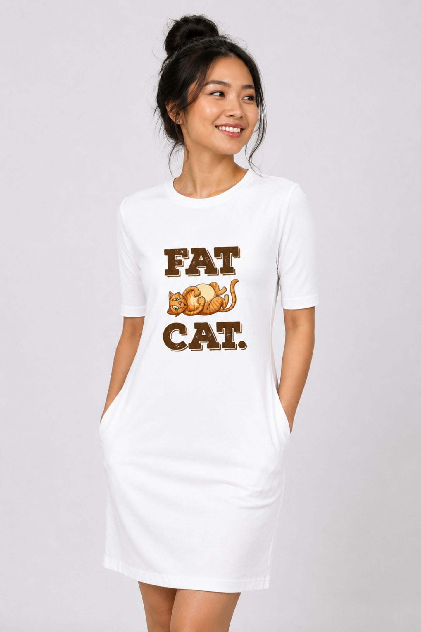 T-shirt Dress With Pockets - Fat Cat (3 Colours) (Slim Fit)