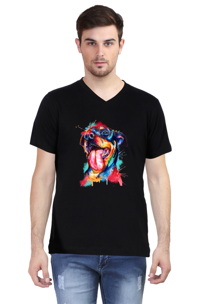 V Neck T-Shirt (Men) - Pawfectly Bright Hound (5 Colours)