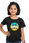 Round Neck T-Shirt (Girls) - Cat With Glasses (7 Colours)