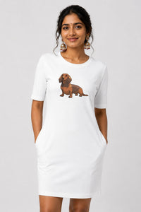 T-shirt Dress With Pockets - Dash Dash Dachshund (4 Colours) (Slim Fit)