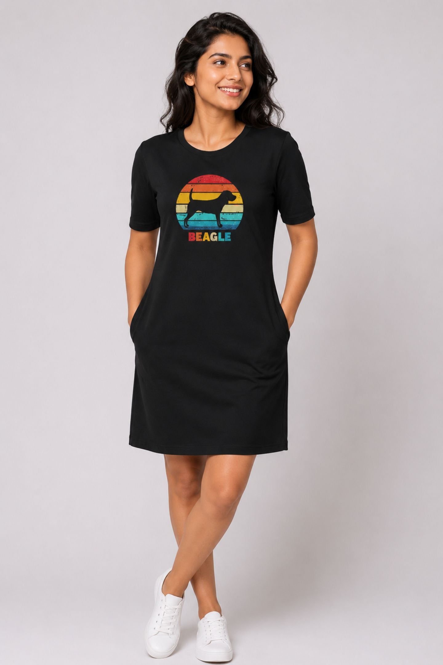T-shirt Dress With Pockets - Beagle Sunset (3 Colours) (Slim Fit)