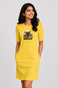 T-shirt Dress With Pockets - Bored Pug Baby (3 Colours) (Slim Fit)