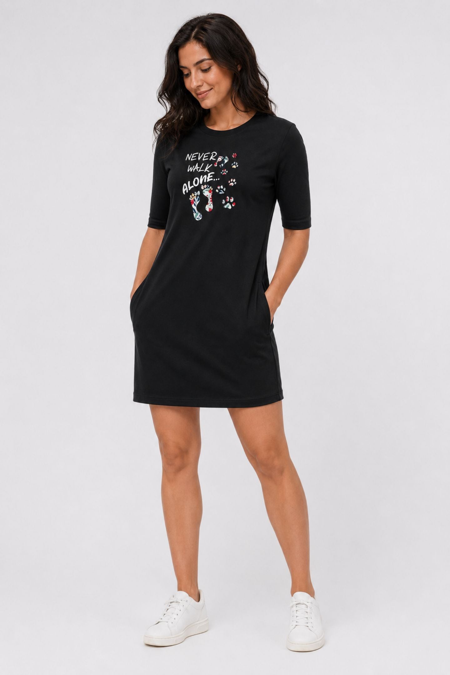 T-shirt Dress With Pockets - Forever Footsteps (3 Colours) (Slim Fit)