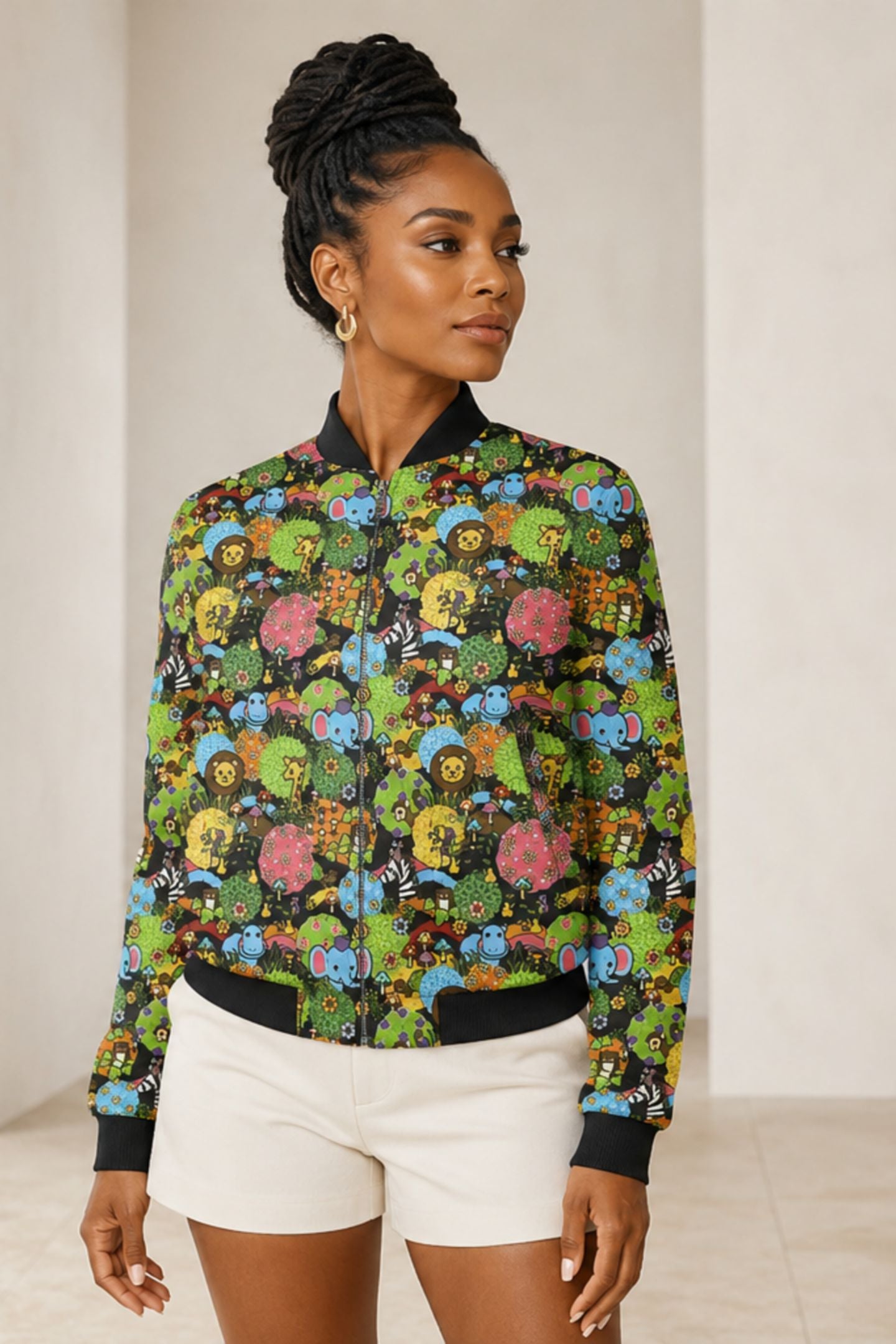 Bomber Jacket (Women) - Retro Jungle Party
