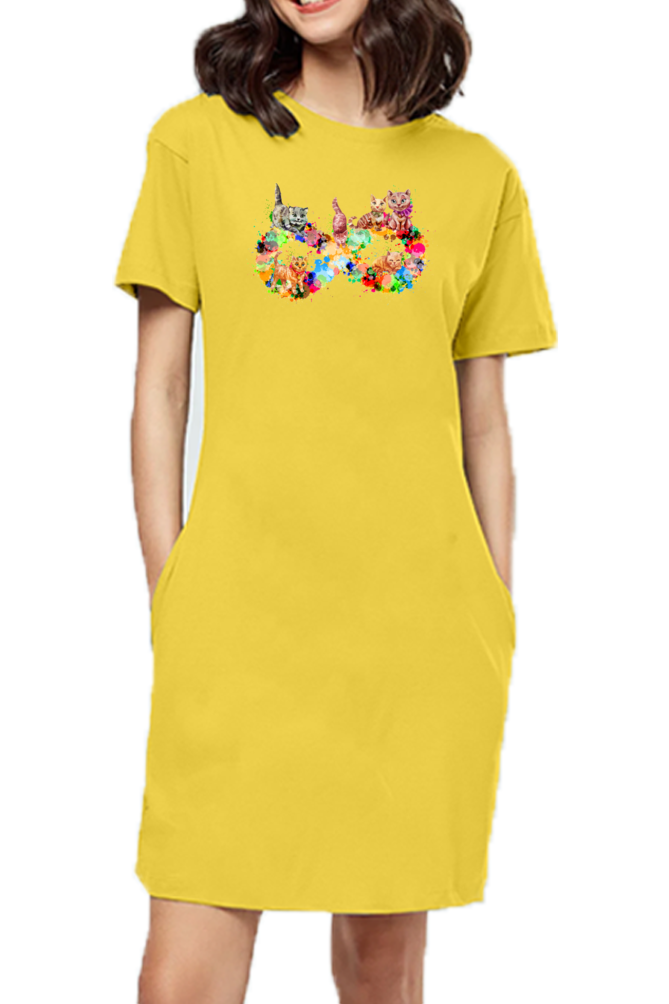 T-shirt Dress With Pockets - Infinity Cat Love (3 Colours)