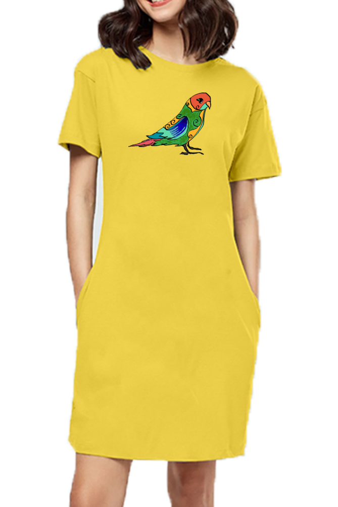 T-shirt Dress With Pockets - Pretty Jandaya Parakeet (3 Colours)