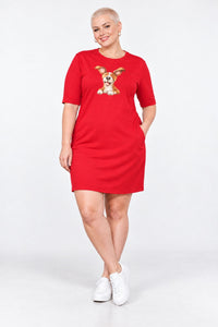 T-shirt Dress With Pockets - Happy Vibes (6 Colours) (Slim Fit)