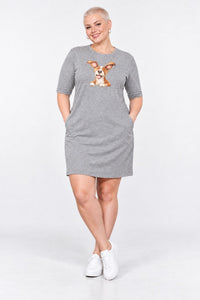 T-shirt Dress With Pockets - Happy Vibes (6 Colours) (Slim Fit)