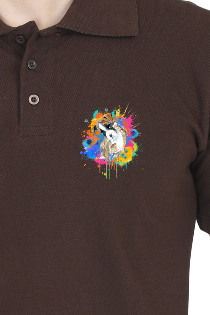 Polo Neck T-Shirt (Men) - Splashes Of Joy Puppy (11 Colours)